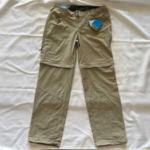 Columbia Arrowhead Trail Convertible Pants Women's 12 Tan Hiking Zip Off NWT